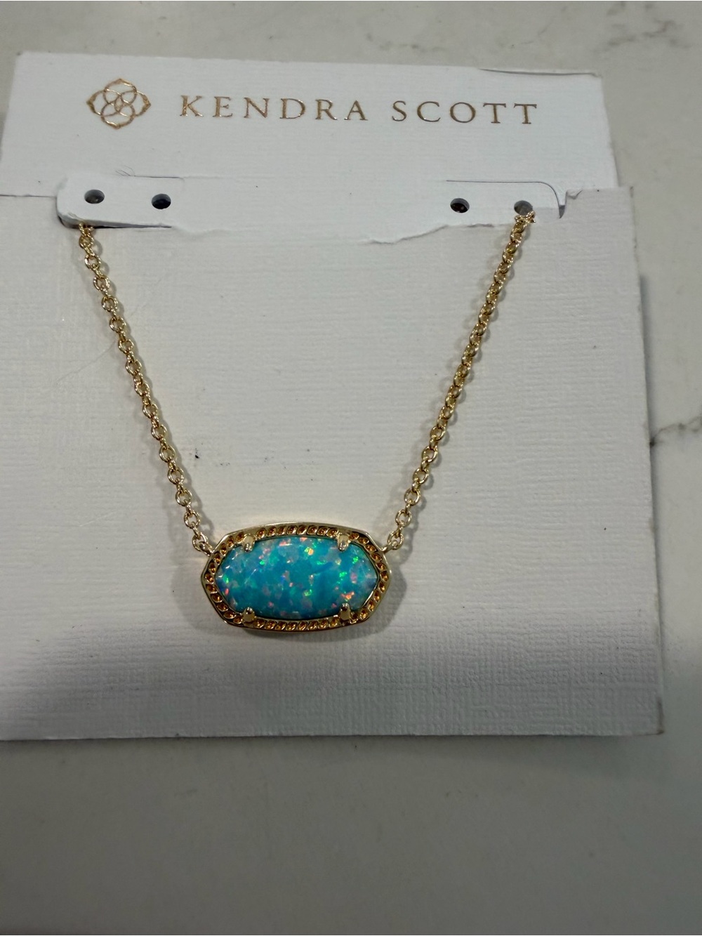 Kendra Scott ELISA PENDANTTurquoise Opal Gold Pendant Necklace
